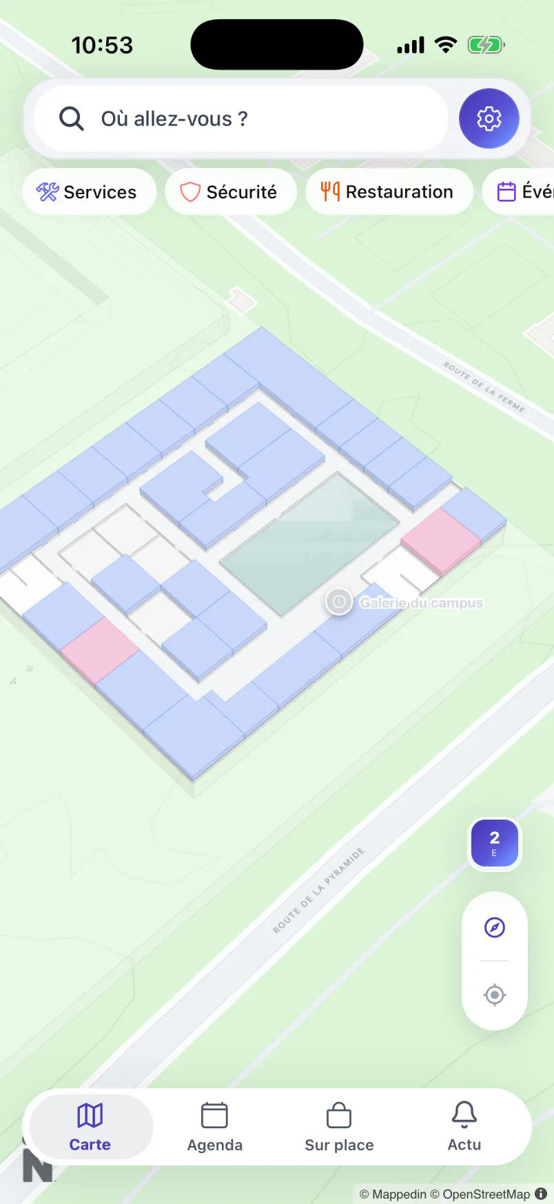 Carte 3D du 2e étage de Dionos Campus